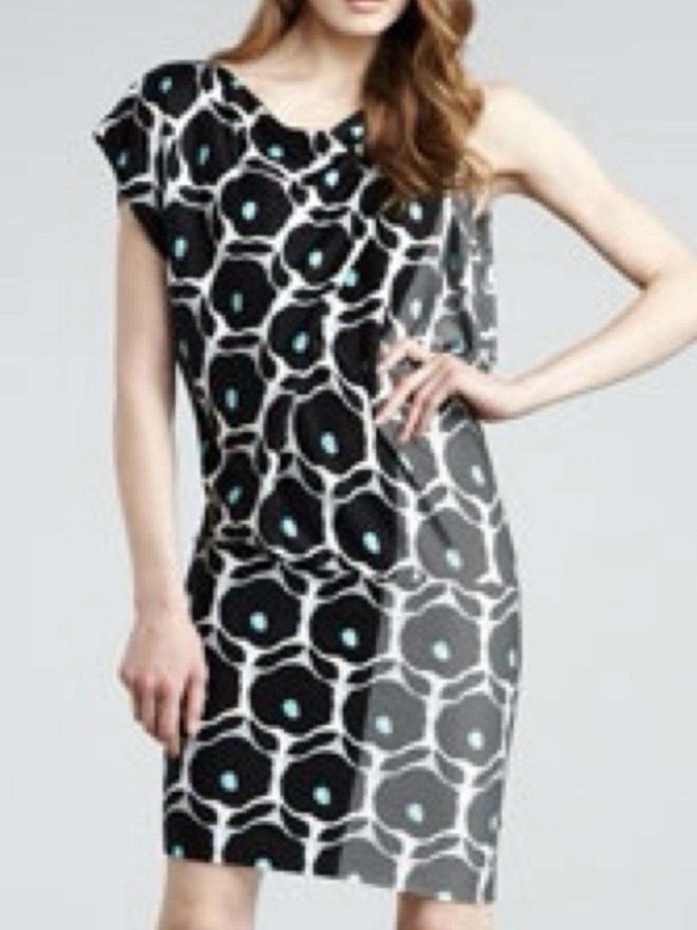 Diane von Furstenberg DVF Posie 100% Silk Draped Sheath Dress Size 2 Abstract